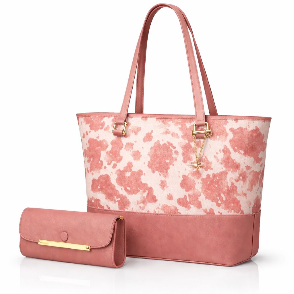 Cow Print Tote Bag Set for Women | 2 Pcs Stylish Everyday Handbag