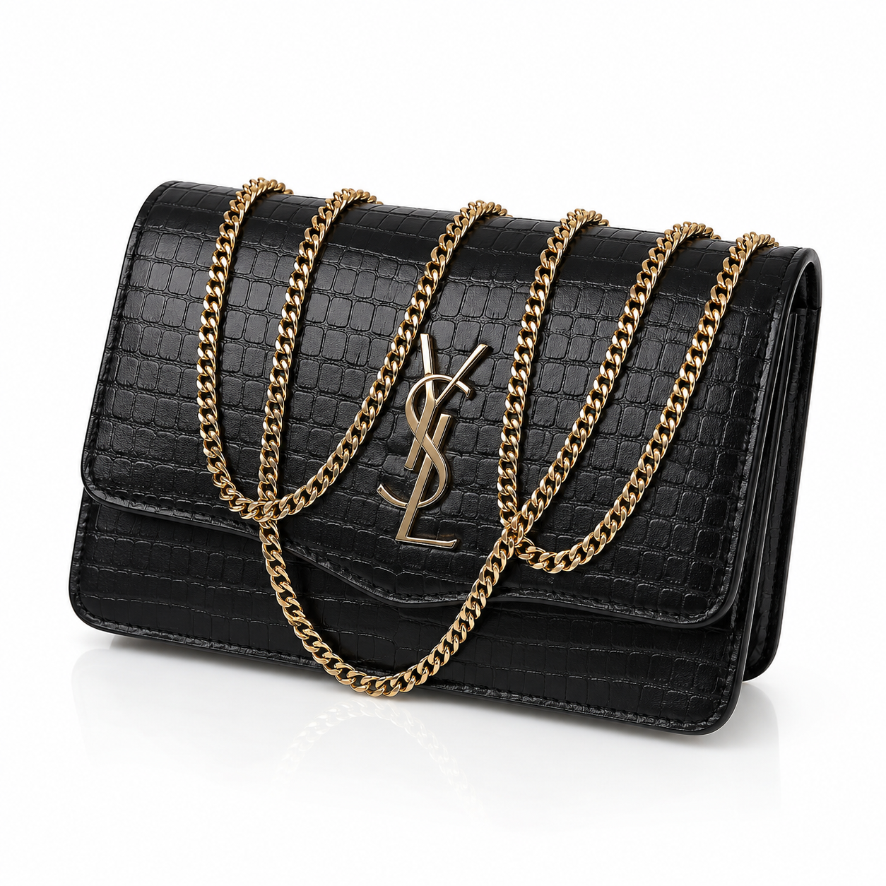 Premium Croc-Embossed Vegan Leather Crossbody Bag
