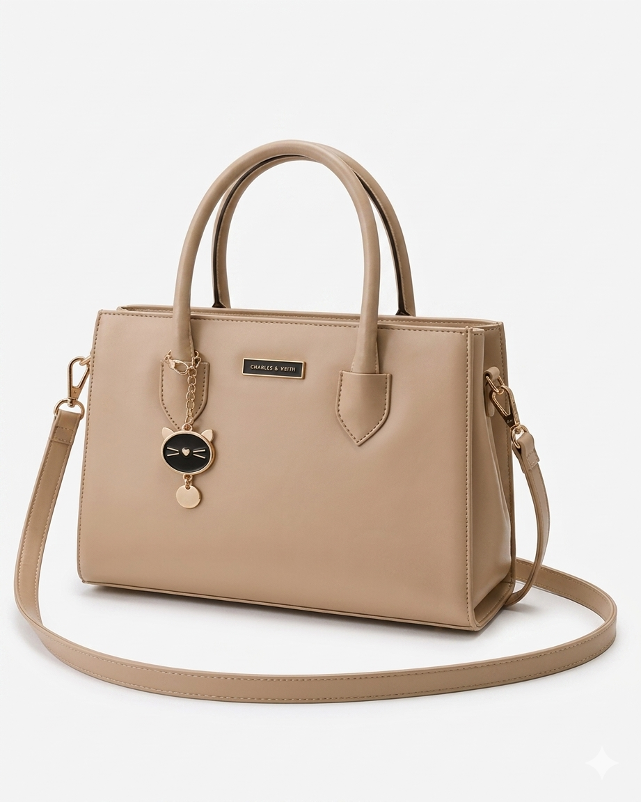 Charles And Keith 2 Zipper Bag | Biege