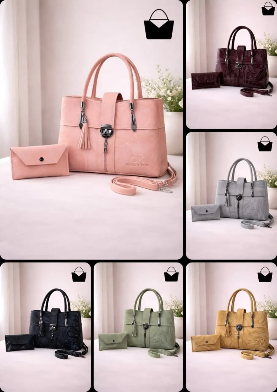 Maroon Leather 2-Piece Women's Handbag Set