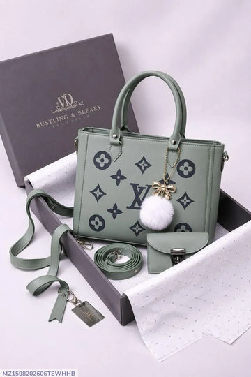 Women's Grey Monogram Pattern Handbag