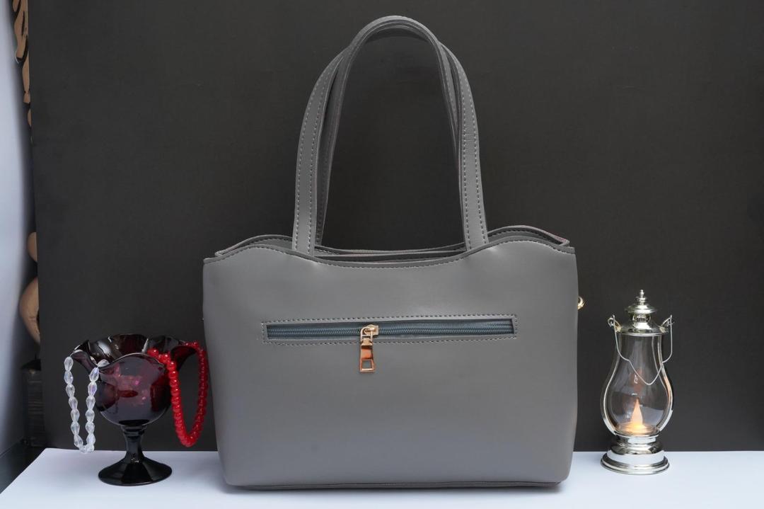 Grey MK Logo Quilted Handbag with Gold Chain Strap