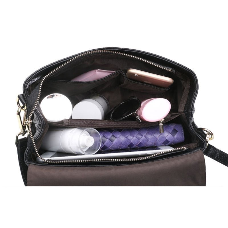 Quilted Genuine Leather Crossbody Bag with Chain Strap